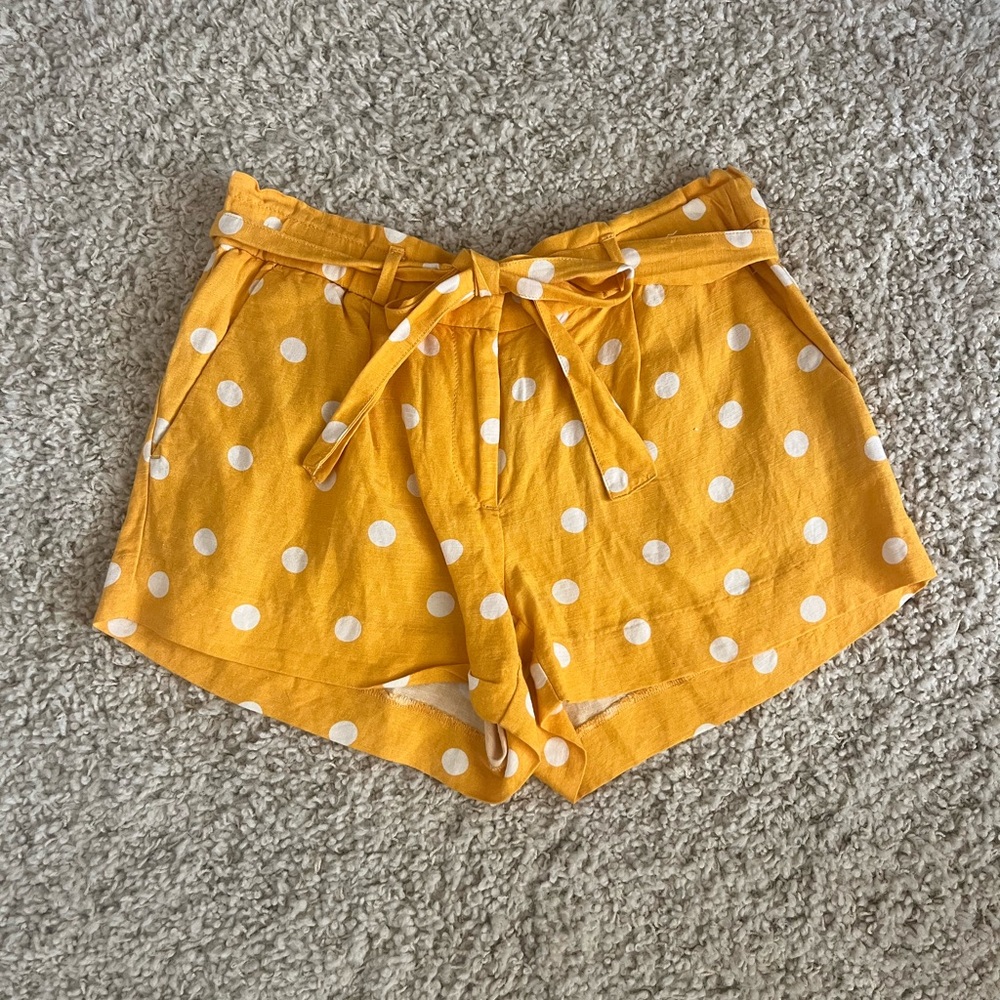 LOFT Yellow Polka Dot High Waist Shorts